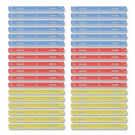 OFFICESPACE 12 in. Standard & Metric Plastic Ruler, Assorted Color, 36PK OF3761145